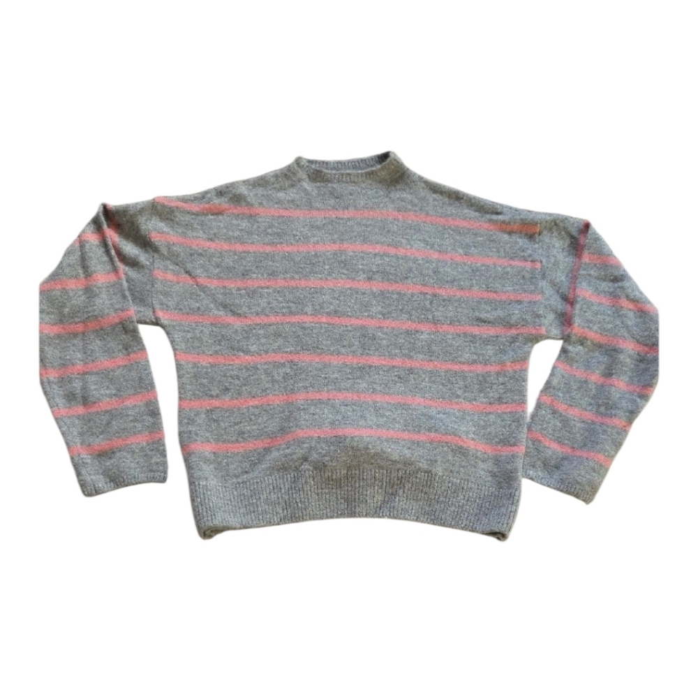 Wayf Gray and‎ Pink Striped Sweater